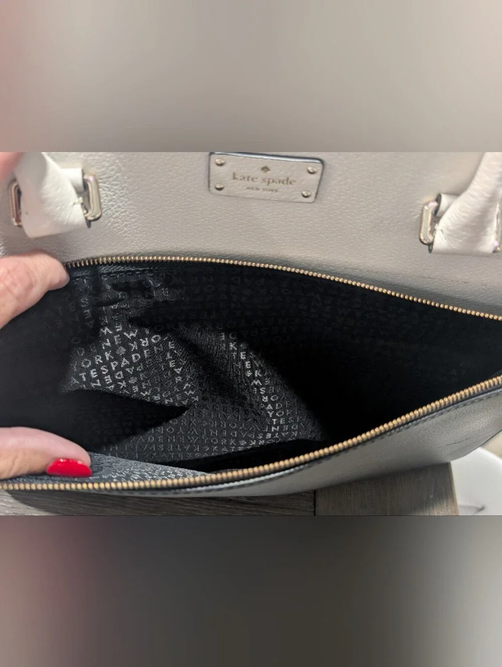 kate spade Black and Cream Two-Tone Leather Bag Very Gently Used